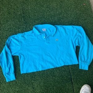 Blue Lacoste polo crop top